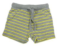 Sivo-neónově žlté pruhované teplákové kraťasy Lupilu