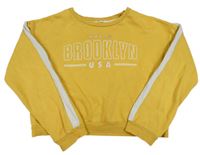 Okrová crop mikina s nápisom H&M