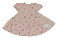 Nové - Svetloružové plátenné šaty s třešničkami George