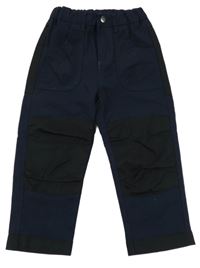 Tmavomodro-čierne rifľové pracovní nohavice Lupilu