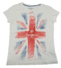 Biele tričko s vlajkou Pepe Jeans