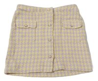 Žlto-fialová vzorovaná pletená sukňa H&M