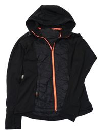 Černá šusťákovo/tepláková bundomikina s kapucňou H&M