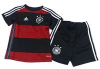 2Set - Černo-červený funkční fotbalový dres Deutscher + kraťasy Adidas