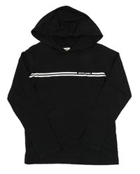 Černé triko s logem a pruhy a kapucí JACK&JONES