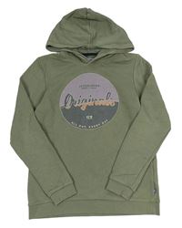 Khaki mikina s logom a kapucňou zn. JACK&JONES