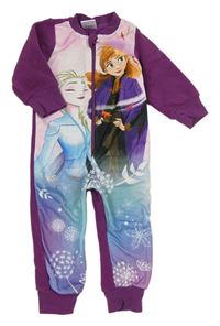 Borůvkovo-svetloružová -modrý fleecový overal s Frozen zn. Disney