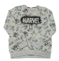 Sivá melírovaná mikina s Avengers a logom a barevnými skvrnkami MARVEL
