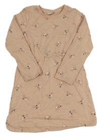 Pudrové teplákové šaty s hviezdičkami a mašlou Topolino