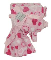 Nové - svetloružová plyšová podšitá deka so srdiečkami zn. St. Bernard