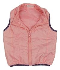 Broskvová prešívaná šušťáková zateplená vesta s nápismi Ergee