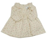 Nové - světlepudrové melírované úpletové šaty so srdiečkami a volánikmi PRIMARK