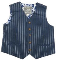 Tmavomodro-biela pruhovaná slávnostná vesta Monsoon