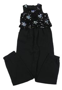 Čierny nohavicový slávnostný overal s flitrami a hviezdičkami M&S