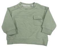 Světlekhaki rebrovaná mikina s vreckom RIVER ISLAND