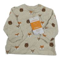 Nové - svetlobéžová melírovaná mikina so zvieratkami PUSBLU