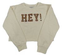 Smotanová crop mikina s nápisom s kamienkami PRIMARK