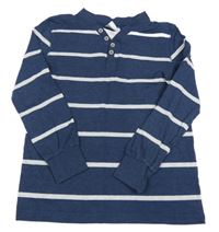 Tmavomodro-bílo/světlešedé pruhované melírované mikinotriko YIGGA