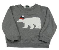 Tmavosivá melírovaná mikina s medvedíkom Tchibo