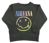 Tmavosivá mikina so smajlíkom a nápisem - NIRVANA PRIMARK