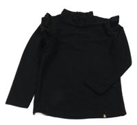 Čierny pruhovaný/žebrovaný rolák s volánikmi EUROPE KIDS