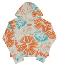 Bielo-tmavooranžovo-tyrkysová batikovaná crop mikina s kapucňou Reebok