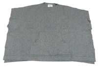 Sivé melírované svetrové pončo s vreckom ZARA