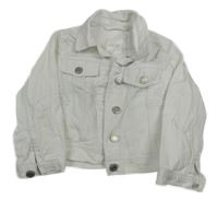 Smotanová rifľová crop bunda s golierikom Next