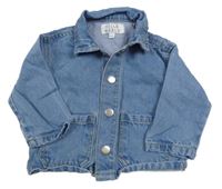 Modrá rifľová bunda s golierikom HELLO WORLD