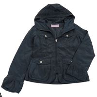 Tmavomodrá šušťáková jarná bunda s kapucňou OVS