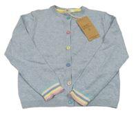 Nové - světlemodrý melírovaný propínací svetr s pruhy Next