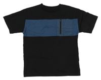 Černo-tmavomodré tričko s kapsou Next