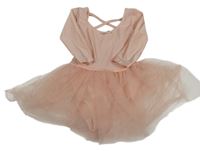 Světlerůžové cvičební baletní body s tylovou třpytivou sukní H&M