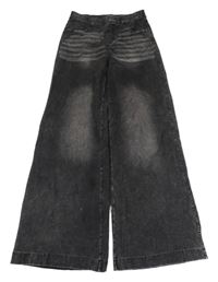 Černé wide leg teplákové rifle H&M