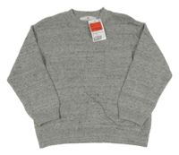 Nové - sivý melírovaný sveter s vreckom H&M