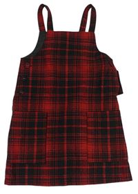 Červeno-čierne kockované trblietavé vlnené šaty F&F