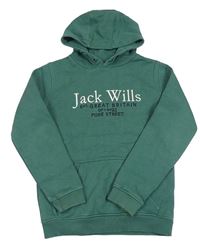 Tmavozelená mikina s nápisem a kapucí Jack Wills