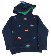Tmavomodrá mikina s dinosaurami a kapucňou M&S
