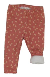 Starorůžové zateplené legíny s listy Orsolino