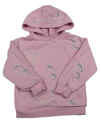 Růžová mikina s motýly a kapucí Primark