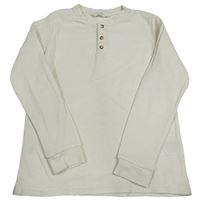 Biele rebrované tričko s gombíkmi H&M