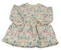 Béžové květované teplákové šaty s koňmi Mothercare
