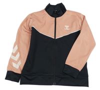 Starorůžovo-černá sportovní propínací mikina Hummel