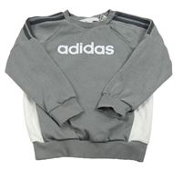 Šedo-bílá mikina s nápisem Adidas