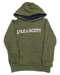 Khaki mikina s nápisom a kapucňou Lyle&Scott