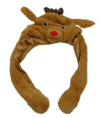 Hnědá chlupatá čepice se šálou - sob Dunnes