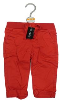 Nové - Červené plátěné kalhoty s úpletovým pasem Dunnes