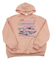 Ružová mikina s autom a kapucňou Shein