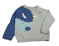 Sivo-modrý sveter s buvolem Mothercare