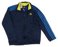 Tmavomodrá sportovní propínací funkční mikina s logem Adidas